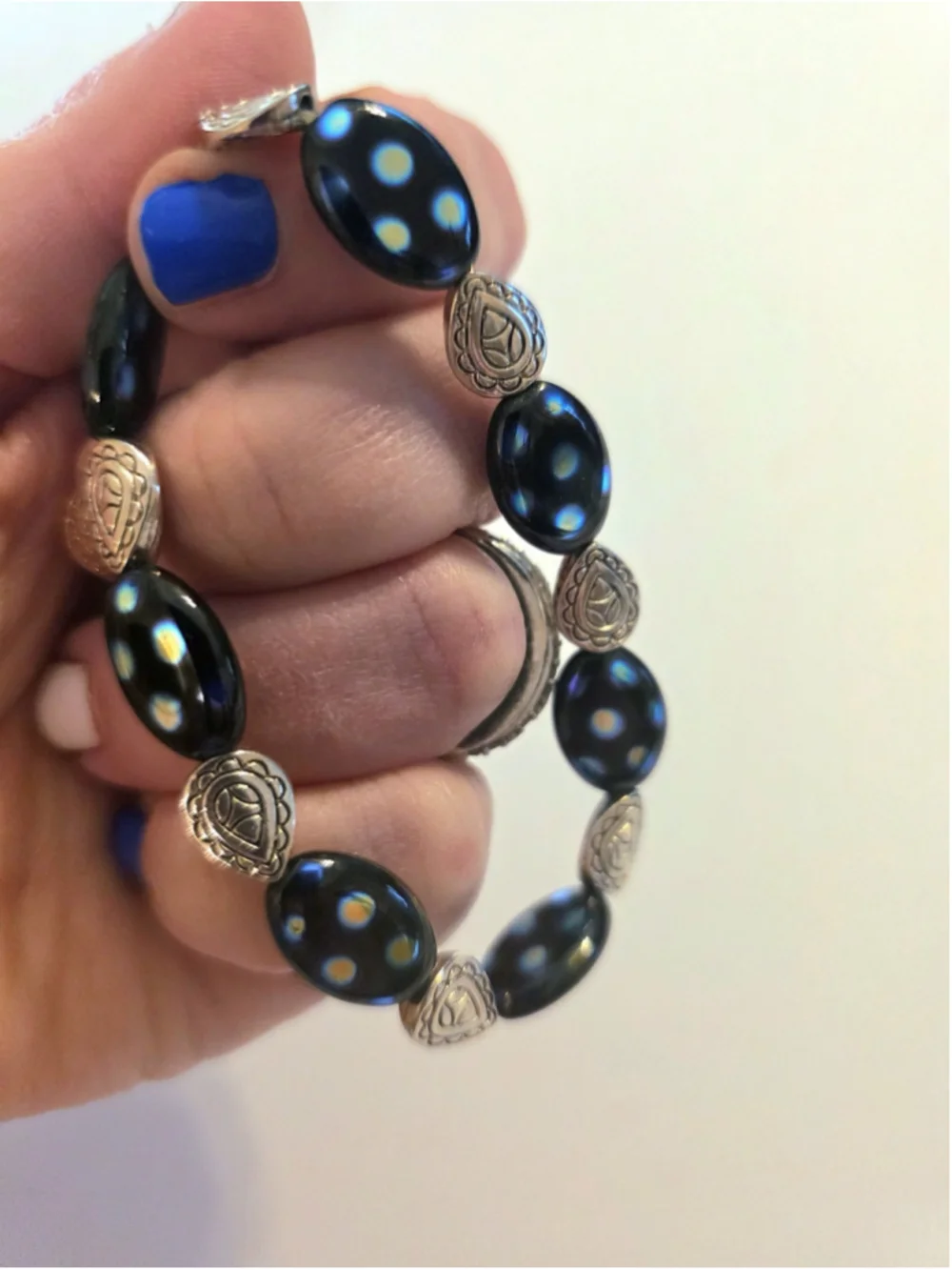 Black Czech Glass Beaded Bracelet